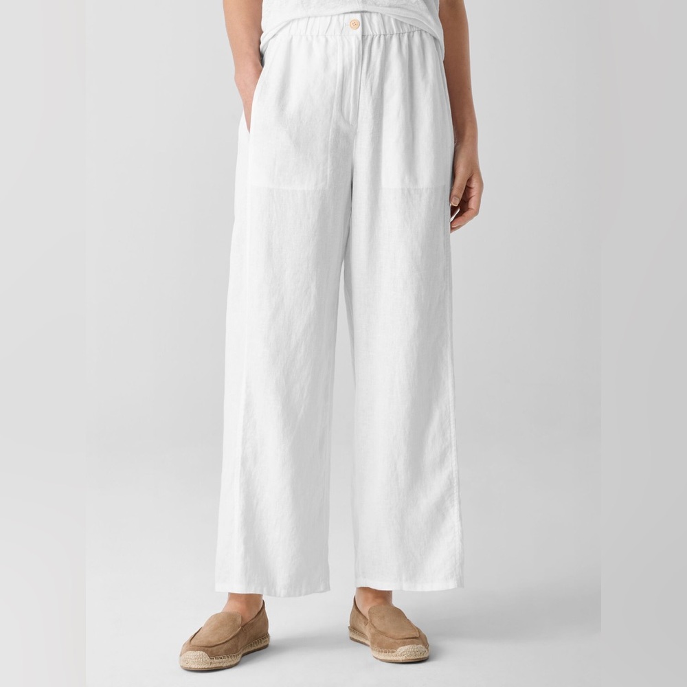 Eileen Fisher White Wide Leg Pant
